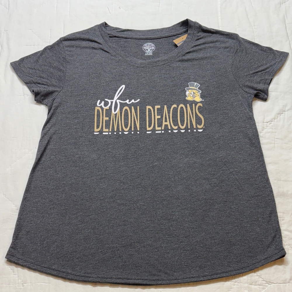 Rivalry Threads Wake Forest Demon‎ Deacons Women's Gray Mascot T-Shirt | NWT
